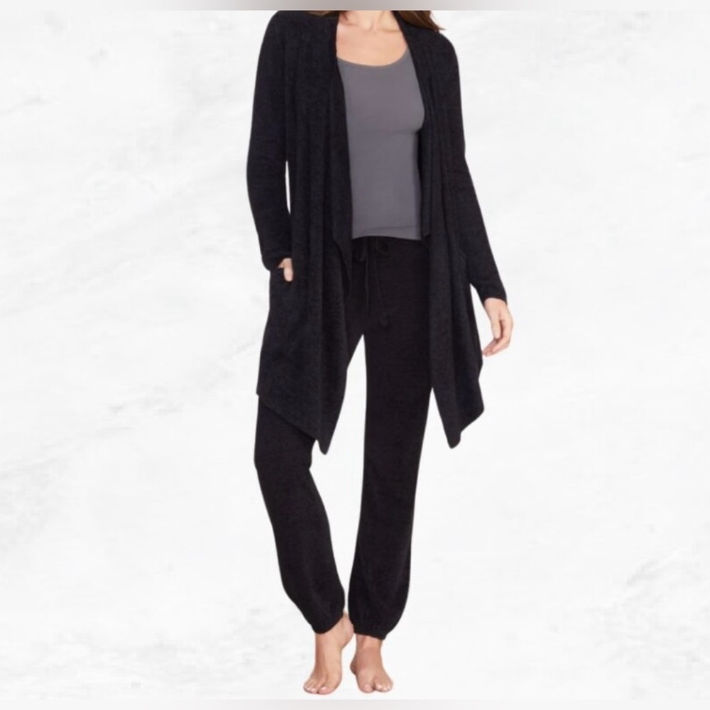 Barefoot Dreams CozyChic Lite Knit Open Front Wrap Cardigan -Size Large/XL-Black